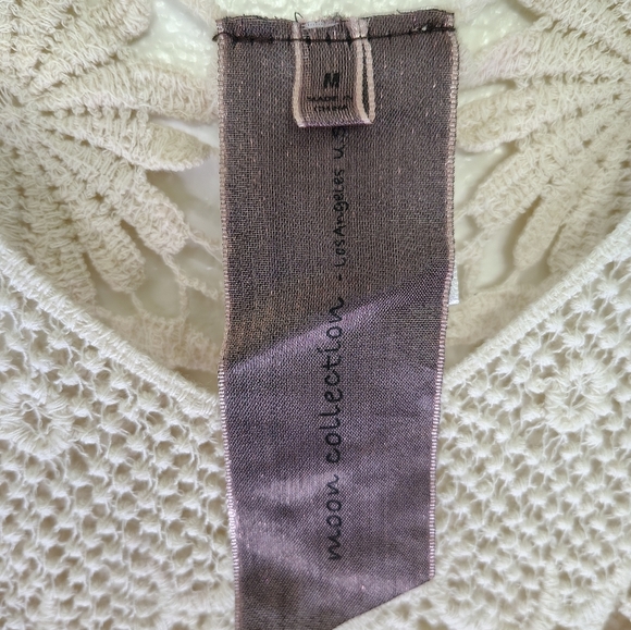 Moon Collection Cream Lace Knit Top 100% Cotton Sz M - Picture 4 of 9